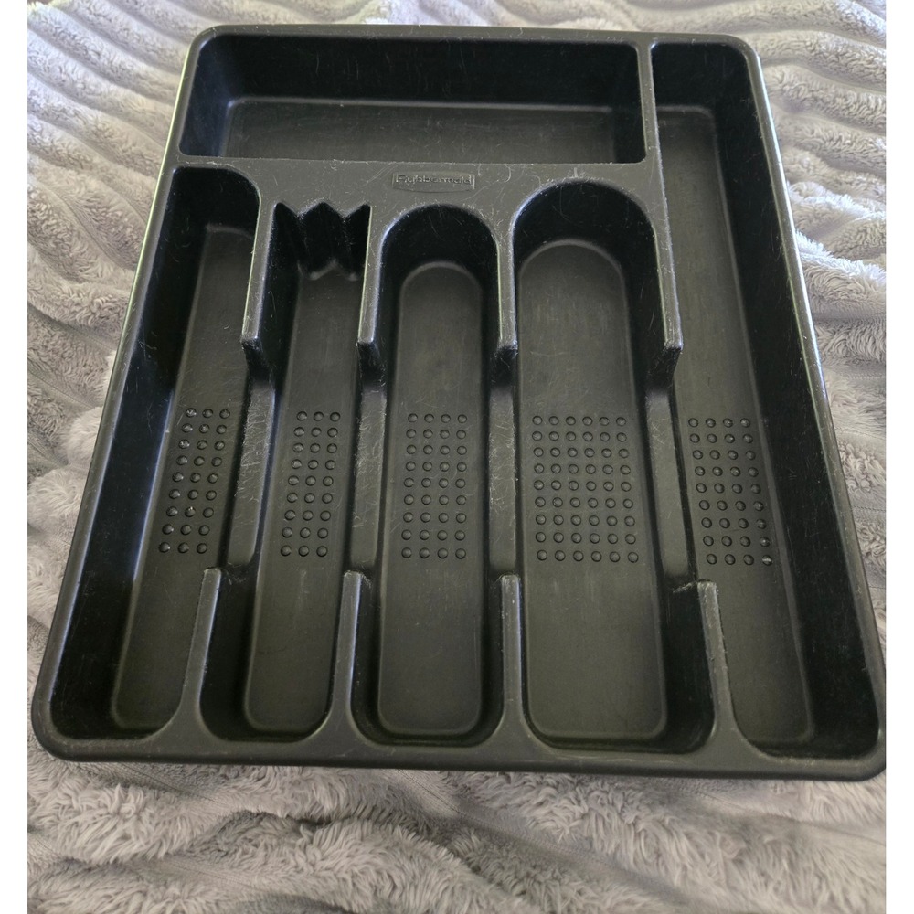 Rubbermaid Black Large Cutlery Tray Silverware Drawer Organizer 2925 13.5x11.5in